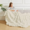 thumbnail image 5 of Light Beige Cozy Faux Fur Throw Blanket for Living Room Bedroom 50x60 Thick Ultra Soft Aesthetic Fuzzy Throw Blanket Fluffy Furry Bed Comforter Home Decor 860 GSM, 5 of 18
