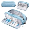 thumbnail image 1 of Large Capacity Pencil Case 3 Compartment Pouch Pen Bag Sky Blue, 1 of 2