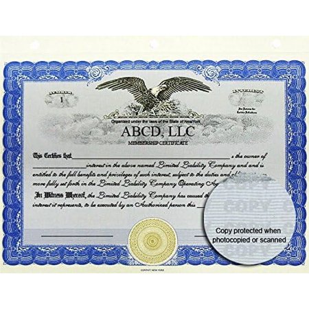 100 Blue CorpKit Standard Wording Limited Liability Company Membership Certificates(Interest)