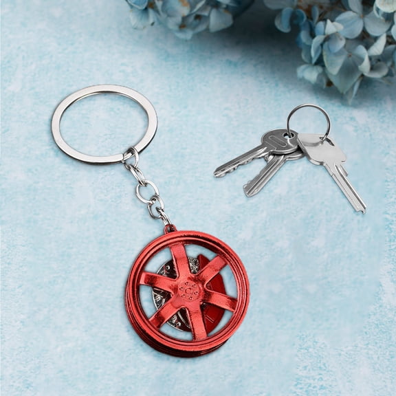 RXMEKW Gifts for Car Lovers Metal Wheel Rim Keychain, Car Parts Alloy Key Ring Pendant