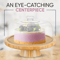 thumbnail image 3 of Bamboo Cake Stand with Dome Cover - Multi Function 6 in 1 Cup Cake Holder Serving Platter, 12.8 Inch Round Veggie Stand and Salad Bowl, Decorative Rustic Display Stand Cake Platter, 3 of 4