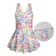 thumbnail image 6 of Tutolipy Rabbit Flowers Swimsuits, Soft Girls' Sleeveless One Piece Swimsuit with Skirt, Skirted Bathing Suit for Pool, Size 8-9 Years, 6 of 8
