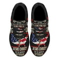 thumbnail image 2 of Veteran Only Two Defining Forces Have Ever Offered To Die For You Jesus ChriStAnd The American flag Veteran Shoes Sneakers Black Size 11.5, 2 of 7