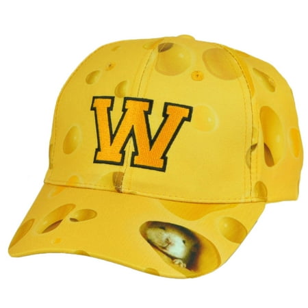 W Yellow Cheese Mouse Wisconsin Green Bay Hat Cap Adjustable Bill Food (Best American Chinese Food)