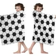 thumbnail image 4 of Soccer Ball Pattern Hooded Bath Towel，50"x30" for Ages 3 To 12 Kids, Quick Dry Lightweight Soft Microfiber Hood Beach Towel Cover Up for Kids, 4 of 7