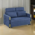 thumbnail image 6 of Pcy 56 Inch Sleeper Loveseat with Side Pockets- Blue Teddy Velvet- Wood, 6 of 6