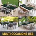 thumbnail image 5 of Green Christmas Table Cloths for 8 Foot Rectangle Tables, Xmas Botanical Ball Bell Patio Waterproof Elastic Fitted Tablecloths, Washable Rectangular Table Cover for Camping, 5 of 8