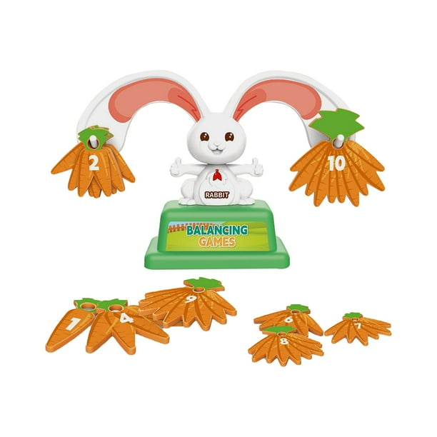 Juego de conteo de equilibrio de conejo juguete de iluminación preescolar actividades de aprendizaje juguete de enseñanza de matemáticas