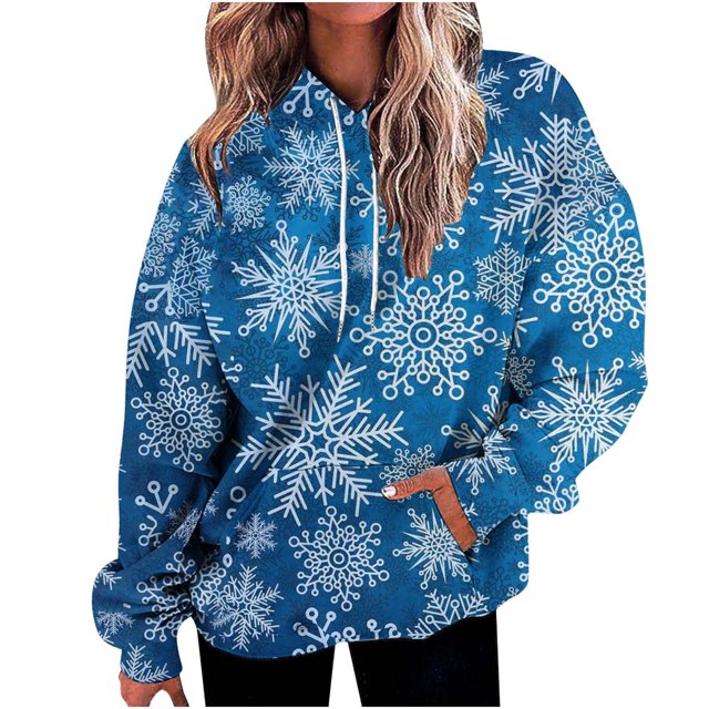 Pntutb Moda Mujer Navidad Impreso Bolsillo Blusa De Manga Larga Casual tops Sweatershirt Botón Sudaderas Con Capucha Pntutb Pntutb-1673