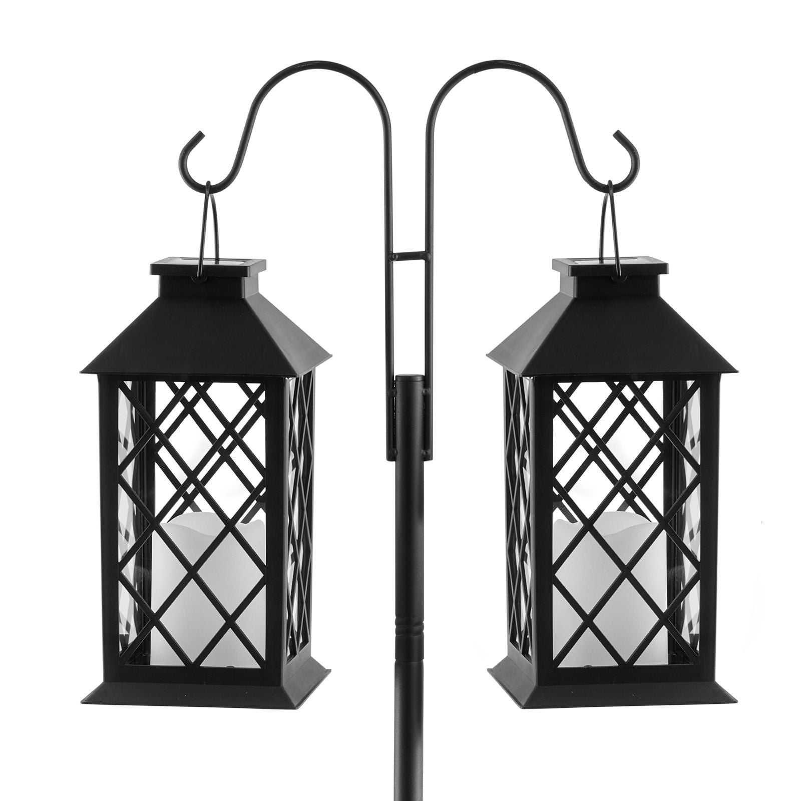 8-Pack 108" Heavy Duty Double Shepherd's Hooks – Sturdy Bird Feeder Poles for Outdoors, Hanging Plants, Lanterns & Garden Decor