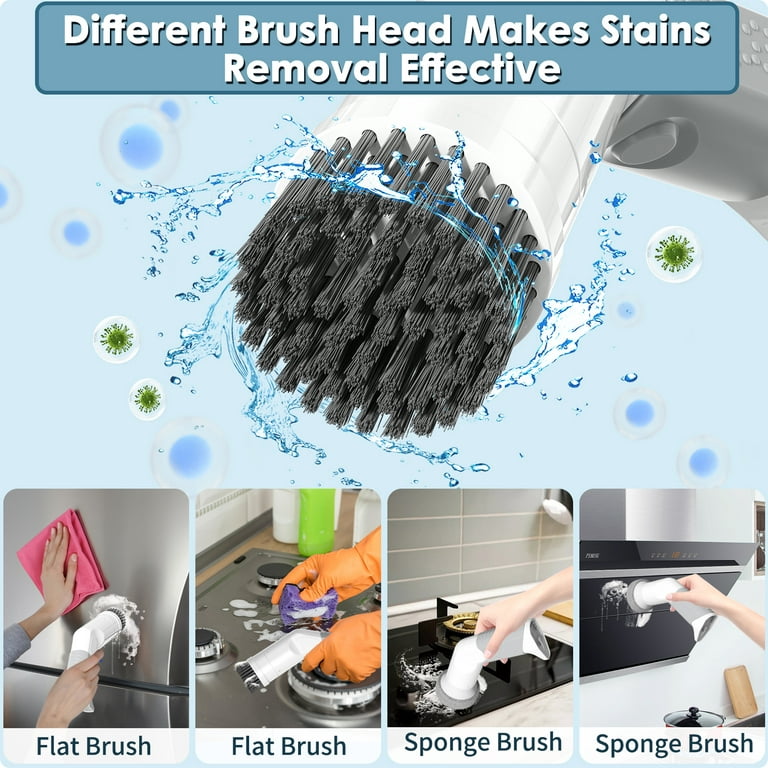 Electric Spin Scrubber, Portable Cordless Bathroom Scrubber & Handheld Shower  Scrubbers with 3 Replaceable Cleaning Brush Heads for Cleaning Bathroom,  Kitchen, Wall, Tile, Tub, Window 