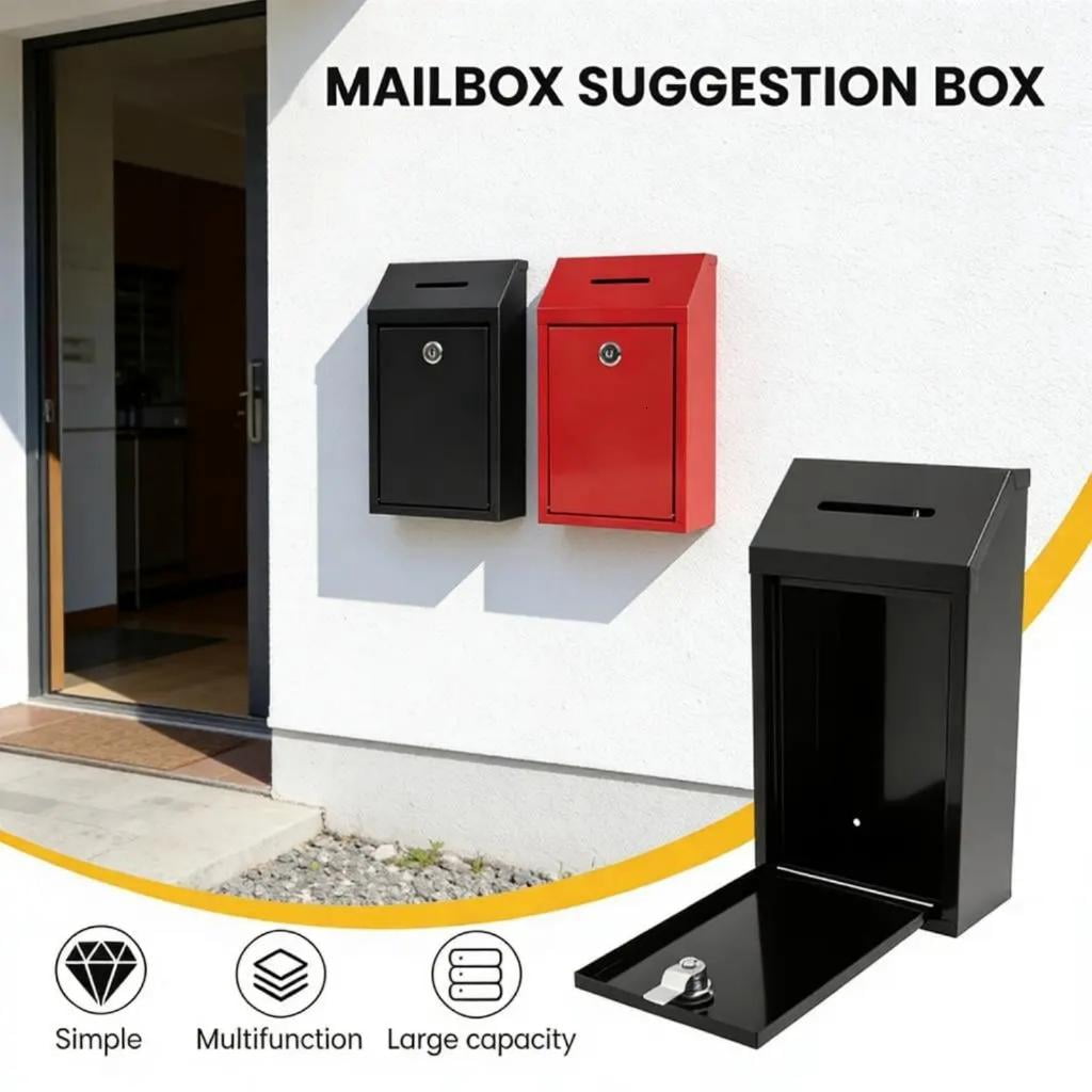 Outdoor Locked Mailbox Rainproof Wall School Mail Thickened Steel Security Mailbox for Donation Suggestion