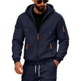 thumbnail image 2 of Dwelliawo Men's Fleece Hoodies & Sweatshirts Zip Up Cargo Pullover Big and Tall Hooded Sweatshirt Winter Tactical Sweatshirt with Pocket Navy XL, 2 of 8