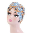 thumbnail image 4 of Sonducket Bohemian Styles Turbantes para mujer Diseño elástico Headwrap Pre-Tied Cap Skullcap plisado Sombreros de moda Swirly Headcover cielo azul Type3 NO3 Sonducket AP008212-21, 4 of 5