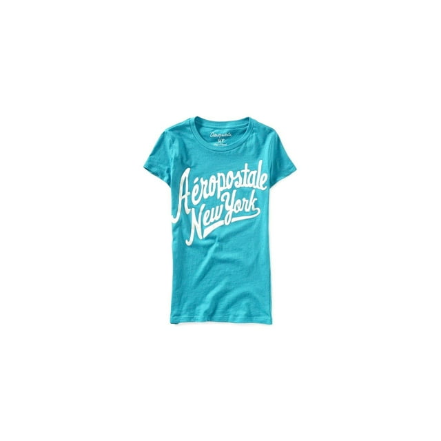 Playera Aeropostale adornada con gráfico pintado de vinilo para mujer azul mediano