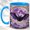 Blue, variant on Purple Bat Coffee Mug, Moonlit Mountain Mug, Ceramic 11 oz