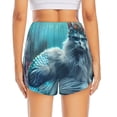 thumbnail image 4 of Uemuo Cat Underwater Fantasy Pattern Women's Athletic Shorts High Waisted Running Shorts with Liner Pockets Gym Elastic Workout Shorts-Large, 4 of 9