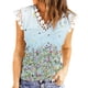 thumbnail image 1 of Mujeres moda casual sexy verano sexy v-cuello encaje ajuste chaleco casual estampado tira pulóver top Pompotops  lopia988135, 1 of 6