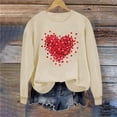 thumbnail image 6 of asdoklhq Womens Casual Love Heart Shirts Women's Fashion Long Sleeve Printed Sweatershirt Loosen Blouse Khaki S, 6 of 8