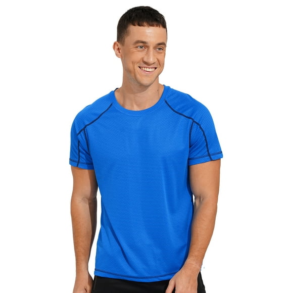 Aiihoo Men's Quick Dry Swim Shirts UPF 50+ Sun Protection Swimming Tops Rash Guard Surfing Tee Activewear Lake Blue XL