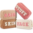 thumbnail image 1 of Bolsa de maquillaje Paterr Chenille Letter Preppy Patches de felpa, 1 of 7