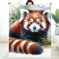 thumbnail image 2 of FCXZI Red Panda Foliage Watercolor Flannel Blanket Soft Warm Cozy 30x40in, 2 of 7
