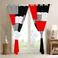 thumbnail image 4 of Geometric Curtains & Drapes Rectangle Square Pattern Gray White Red Black 30%-50% Blackout Curtains,Modern Abstract Geometry Window Curtains Color Block Grid Curtains 38"Wx45"L, 4 of 5