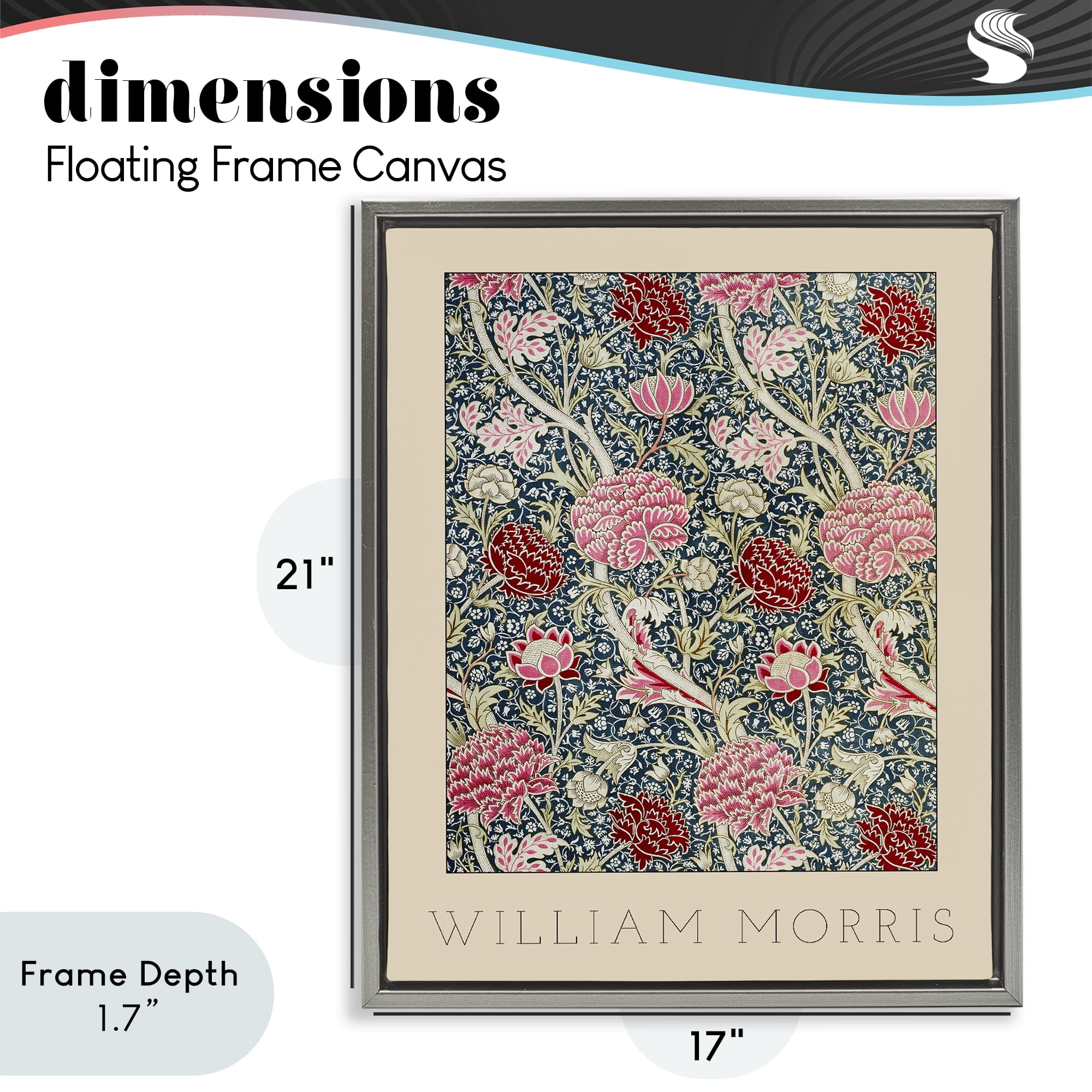 Stupell Industries Ornate Intertwined Flower Classic Gray Framed Floater Canvas Wall Art, design by Lil' Rue