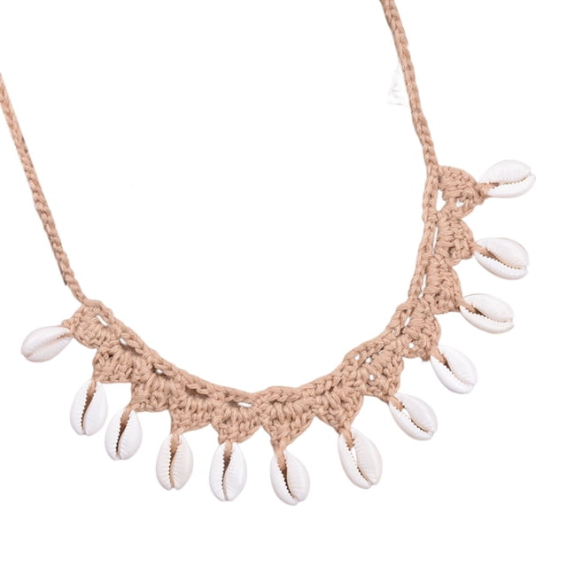 Kkkded Collier Coquillage Ultraléger Fait Main Collier Crochet - Tout - Assorti, Facile - Ras du Cou pour Femmes