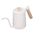 thumbnail image 2 of Bouilloire col de cygne à col de cygne 600 ml avec trou d'aération et poignée en bois de qualité alimentaire en acier inoxydable ergonomique Blanc, 2 of 14