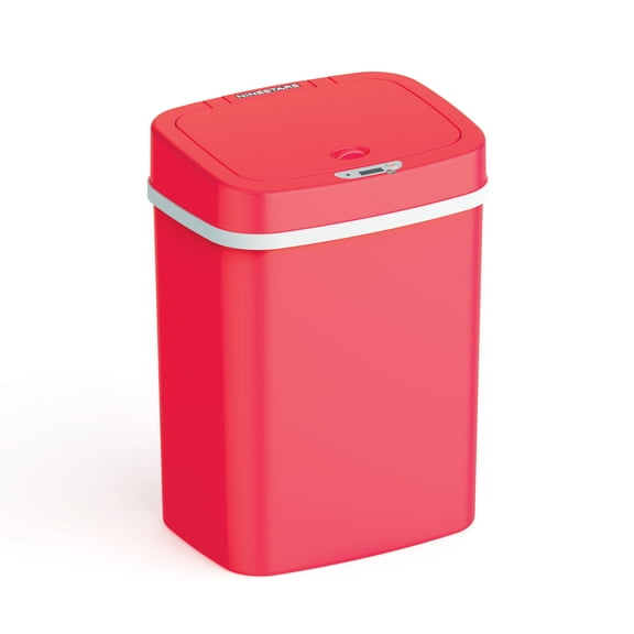 Nine Stars Automatic Bathroom Trash Can, 3 Gallon Plastic Motion Sensor Garbage Bin with Soft Close Lid, Rose