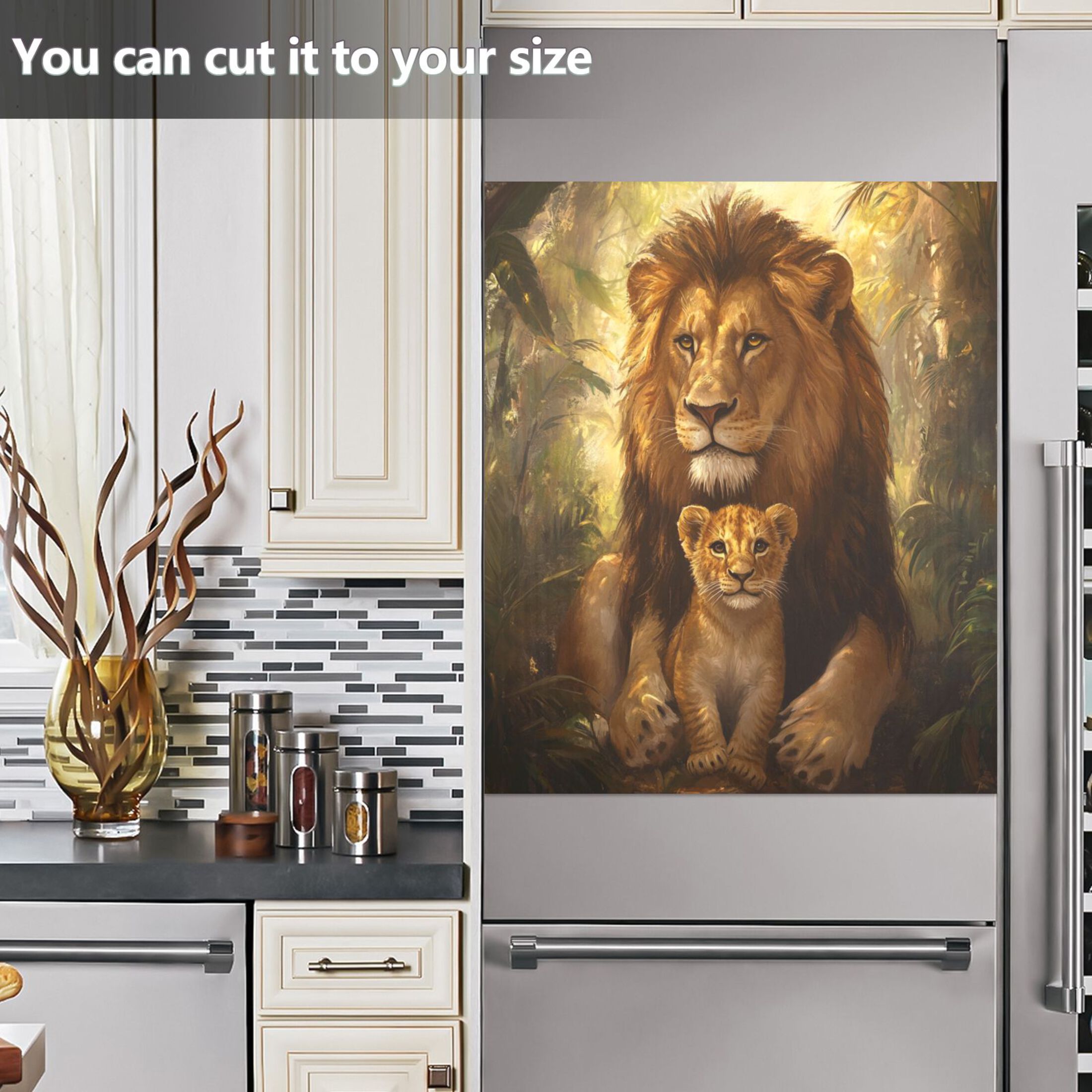 Dishwasher Magnetic Sticker 23x26 Inch Refrigerator Magnetic Sticker Washing Machine Magnetic Sticker Kitchen Panel Magnetic Sticker Home Decor Father and Son Lions