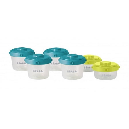 BEABA Clip Containers 2oz/4oz, Set of 6, Peacock