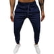 thumbnail image 1 of Pantalones de chándal con cordón para hombre: pantalones informales de cintura media con bolsillos, ajuste elástico de poliéster, ropa para entrenamiento diario, 1 of 3