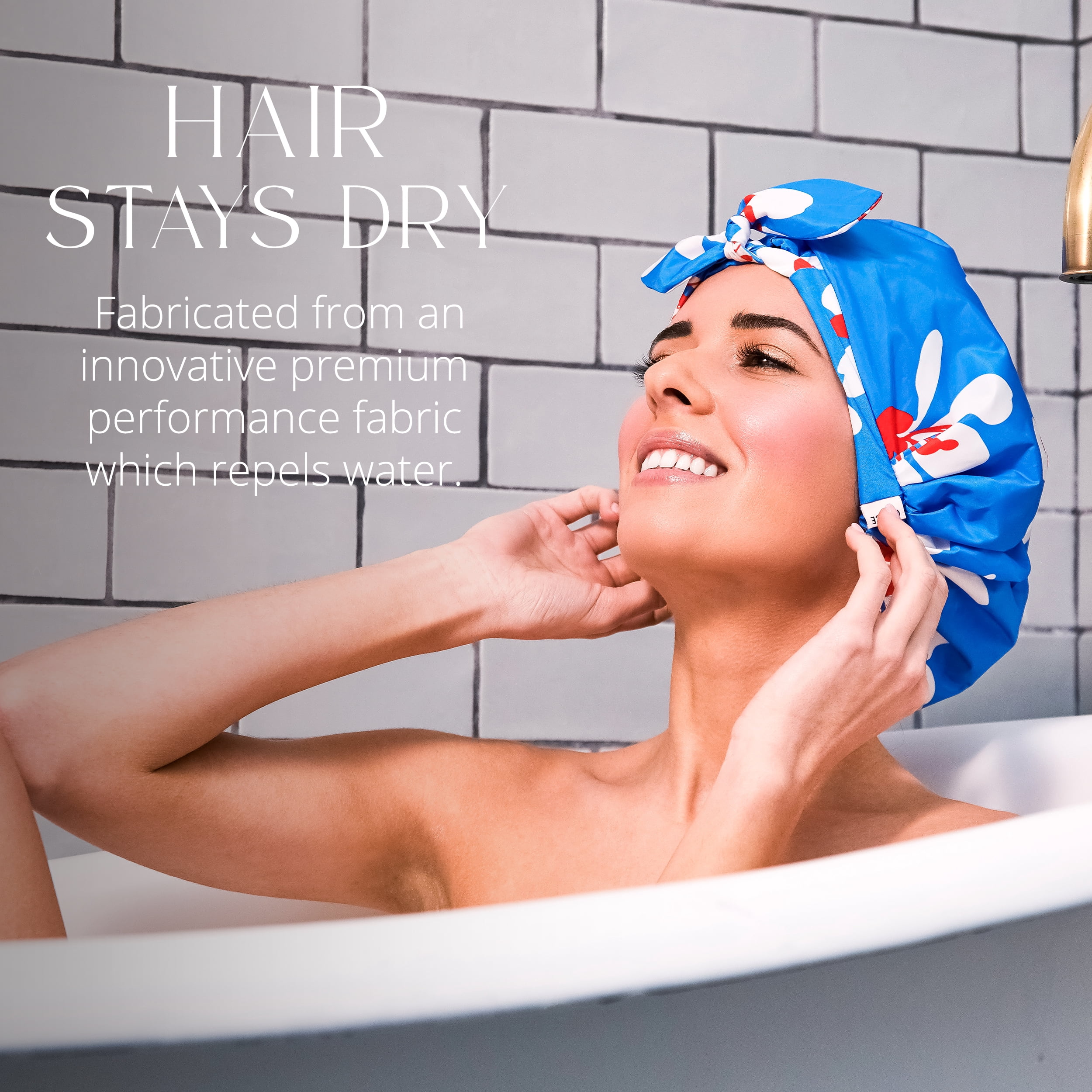 GRACE & COMPANY Luxury Shower Cap For Women - 100% Waterproof, Reusable, Washable & Breathable Shower Caps - Gramercy