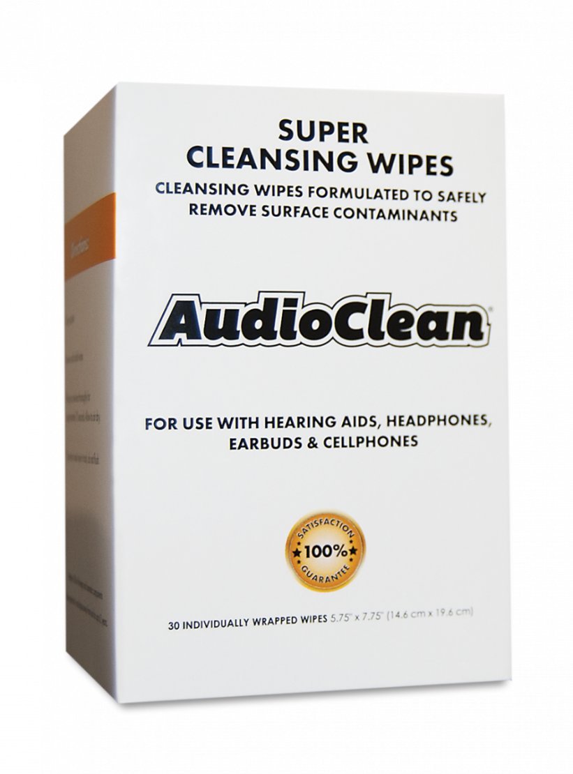 Audioclean Super Cleansing Wipes for Hearing Aids, Headphones, Earbuds