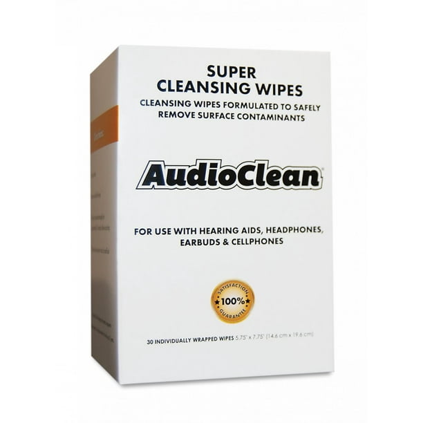 Audioclean Super Cleansing Wipes for Hearing Aids, Headphones, Earbuds