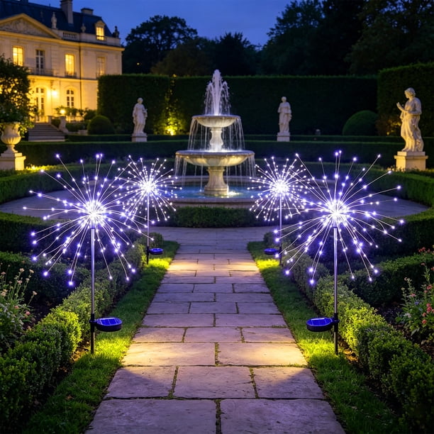 CaiYueKe Solar Powered Dandelion Lights Outdoor Waterproof LED Lawn Garden Stake Lights for Patio Pathway Yard Landscape Decorative Lighting Easy Install Solar Garden Lights - 1 Pack