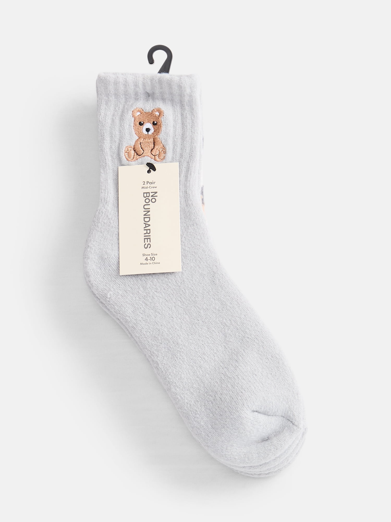 No Boundaries Women's Cozy Mid Crew Socks, 2 Pack, Shoe Sizes 4-10