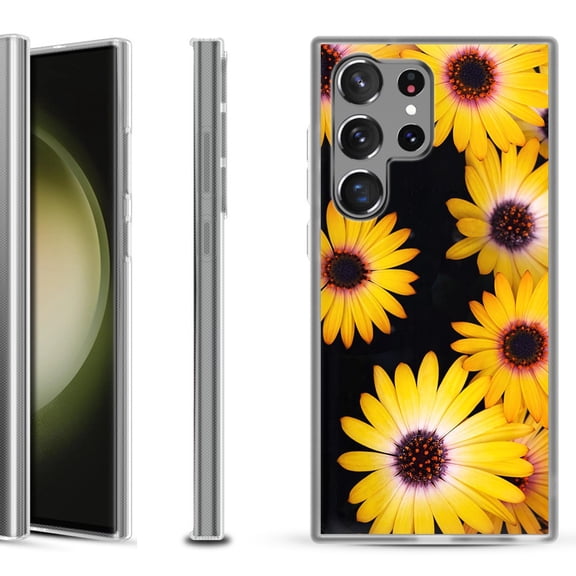 Shockproof Gel Phone Case for Samsung Galaxy S23 Ultra 5G, by OneToughShield ® - Yellow Flower
