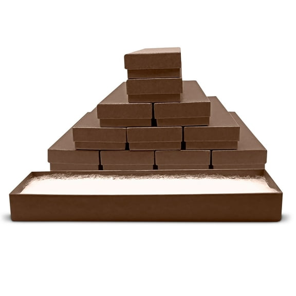 Novel Box 12 Pack Chocolate Cardboard Cotton Filled Jewelry Gift Boxes 8x2x0.87 Inches with Lids