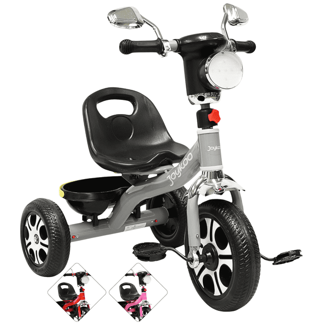 Triciclo para Niños Faro con Luz y Sonido Espejos Ruedas de Eva Apto a partir de 2 Años - Gris