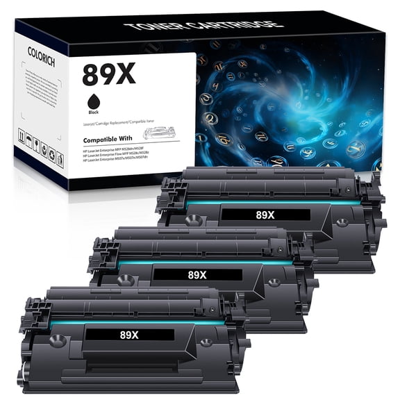 3-Pack 89X Toner Cartridge NO-Chip Compatible for CF289X 89X 89A LaserJet Enterprise MFP M528dn M528f M507x M507n Enterprise Flow MFP M528c M528z