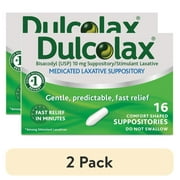 (2 pack) Dulcolax Medicated Laxative Suppositories, Fast Relief, 16 Count