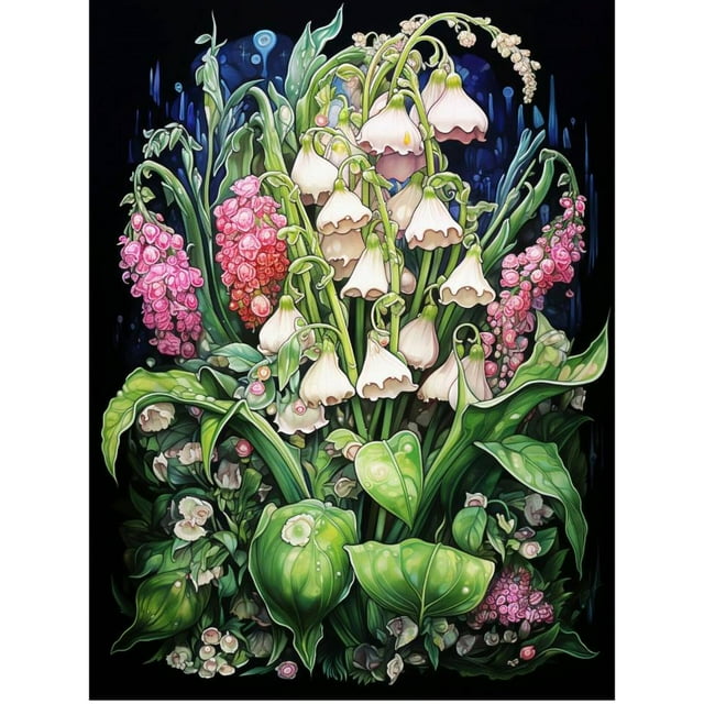 Broderie Cloche Peinture Orchidée Image Fleur Mosaïque Strass Point de Croix Carré Complet Fait Main Passe-Temps, 30*40cm, Cadre Non Inclus