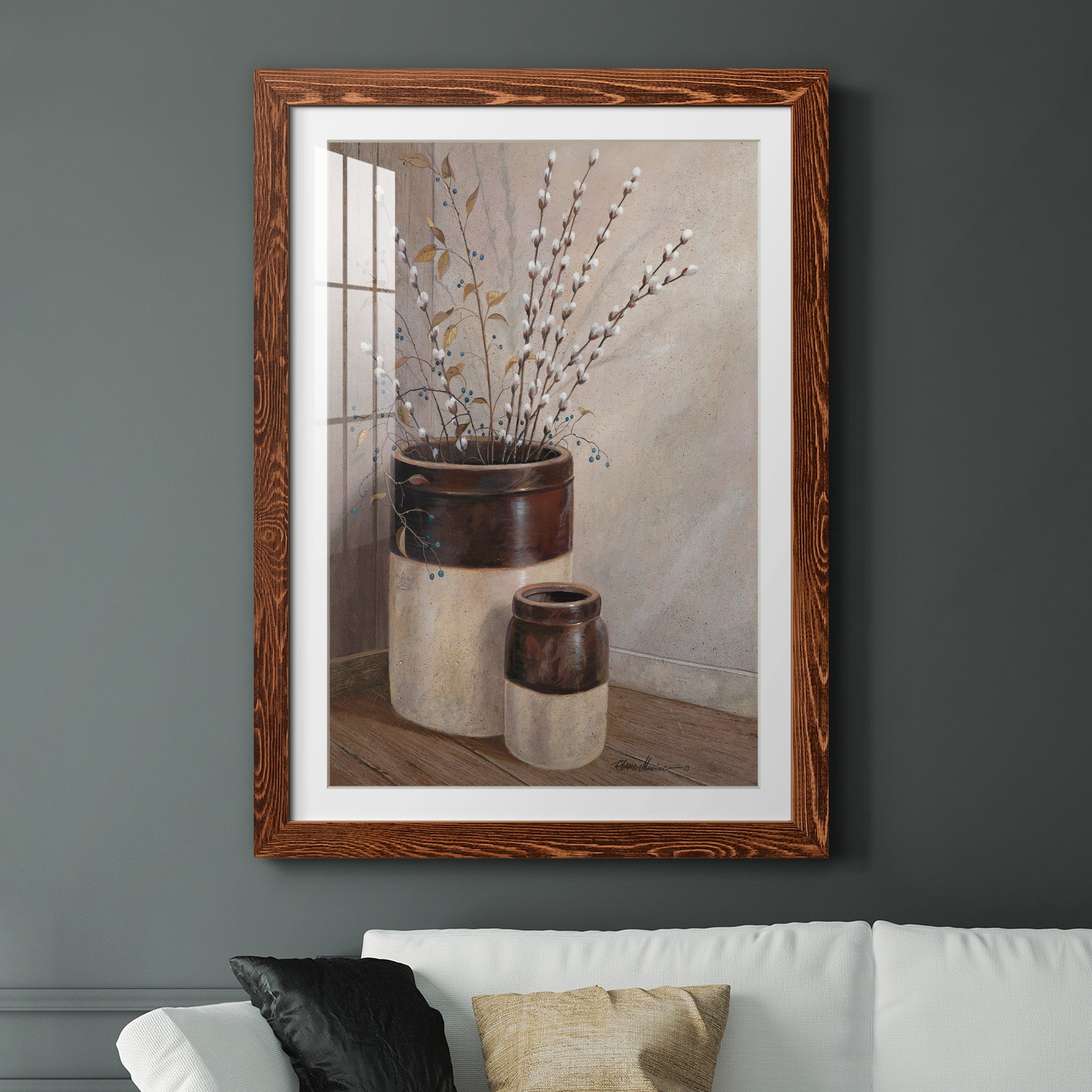 Pussywillows & Spring - Premium Framed Print - Distressed Barnwood Frame - Ready to Hang