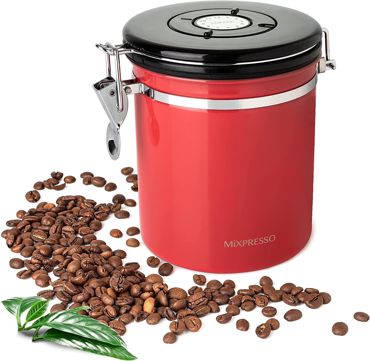 red coffee container