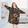 thumbnail image 5 of FORMRS Wearable Blanket Hoodie with Sleeves for Kids Cozy Flannel Sweatshirt, Dark Floral Pattern, 5 of 7