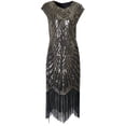thumbnail image 1 of Vestido de lentejuelas con borlas, estilo retro de los años 20, para fiestas y banquetes, talla grande, 1 of 6