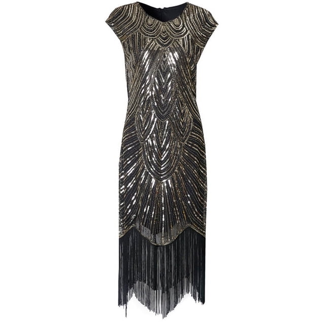 Vestido de lentejuelas con borlas, estilo retro de los años 20, para fiestas y banquetes, talla grande
